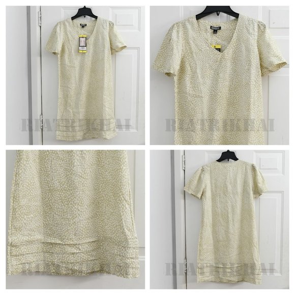 White/Tan Nicole Miller Ladies' Linen Blend‎ Dress - Picture 1 of 7